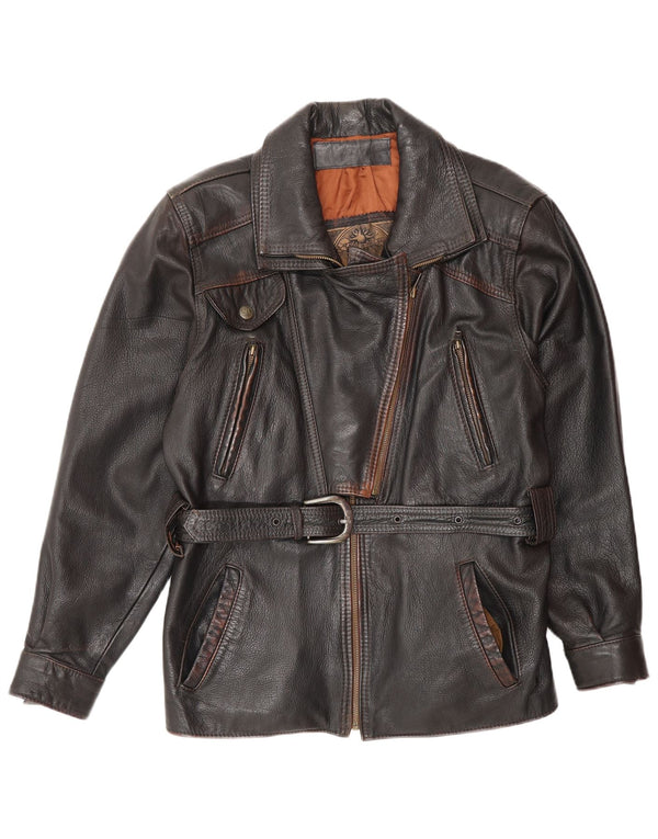 Chaqueta de cuero vintage para mujer Reino Unido 14 Negro medio