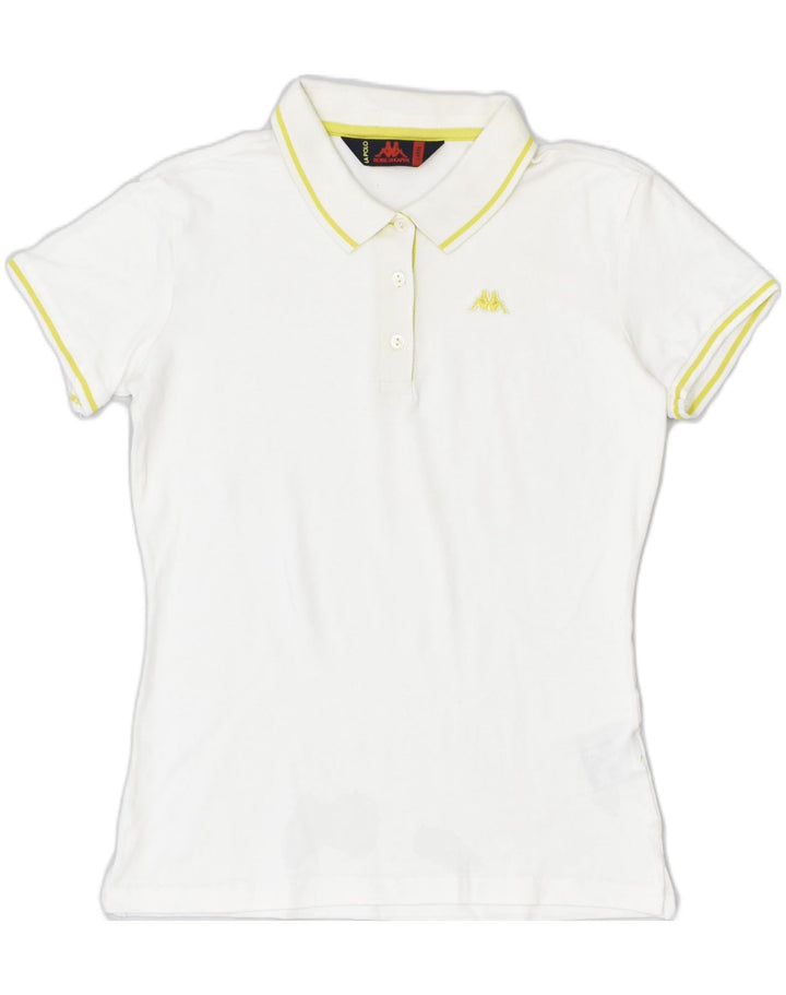 KAPPA Womens Polo Shirt UK 14 Large Off White Cotton | Vintage Kappa | Thrift | Second-Hand Kappa | Used Clothing | Messina Hembry 
