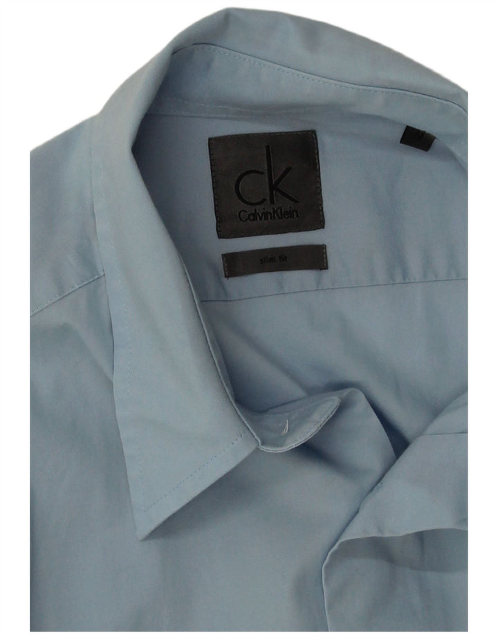 Camisa Calvin Klein Hombre Slim Fit Algodón Azul Medio