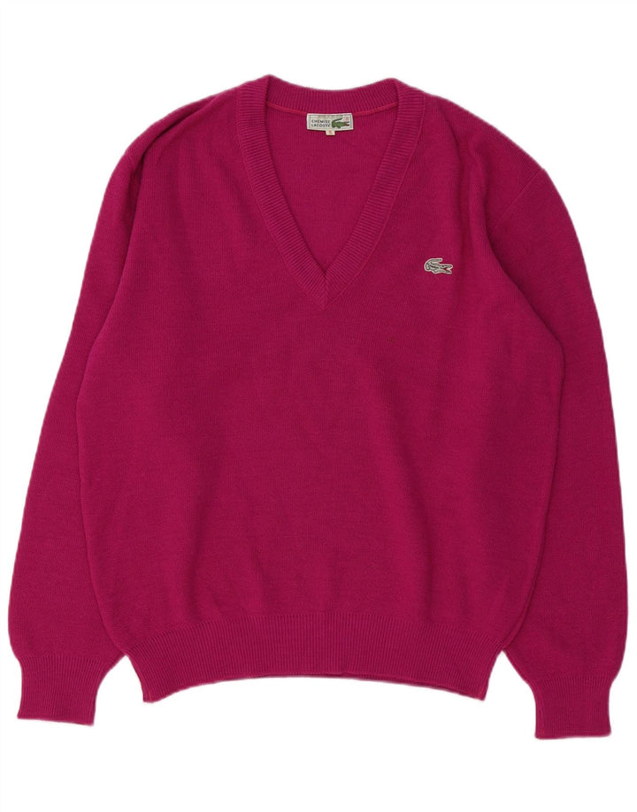 LACOSTE Jersey con cuello en V para hombre Talla 5 Grande Lana rosa