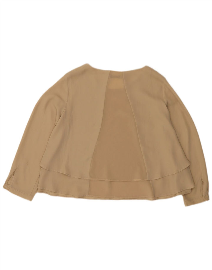Zara Mujer Blusa Manga Larga Top UK 44 Poliéster Beige Medio