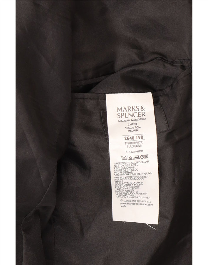 Marks & Spencer Chaqueta tipo blazer de 3 botones para hombre UK 40 Mediano Poliéster negro