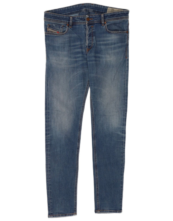 Diesel Hombre Sleenker Slim Skinny Jeans W33 L32 Algodón Azul