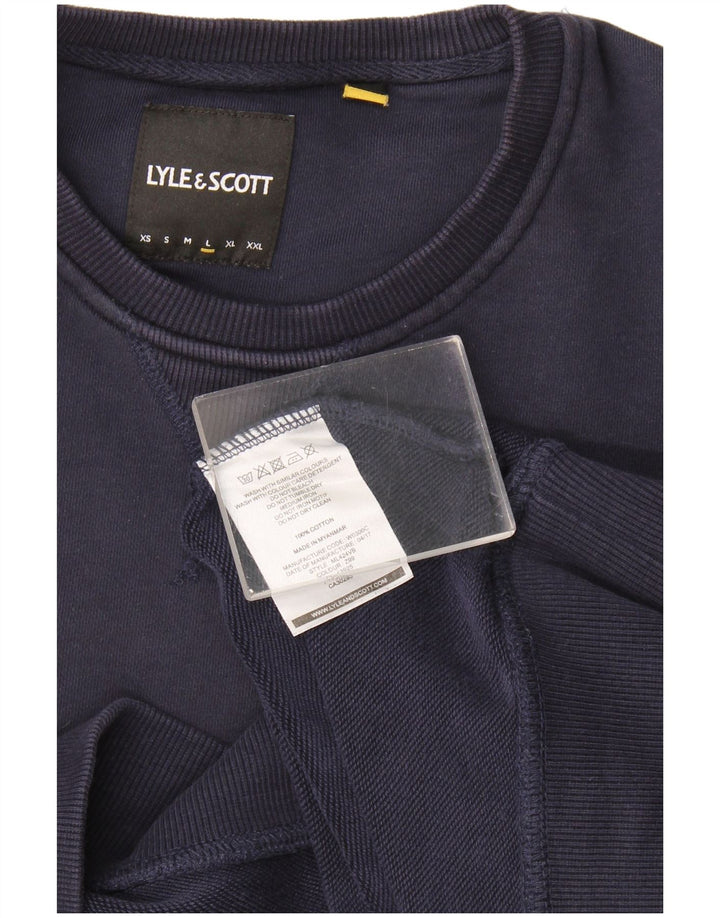 Lyle & Scott Hombre Sudadera Jumper Grande Azul Marino Algodón