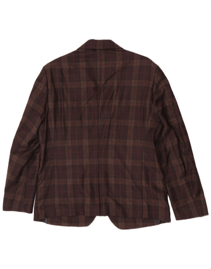 Mauro Grifoni Chaqueta tipo blazer con 1 botón para hombre IT 50 Large Lana a cuadros marrón