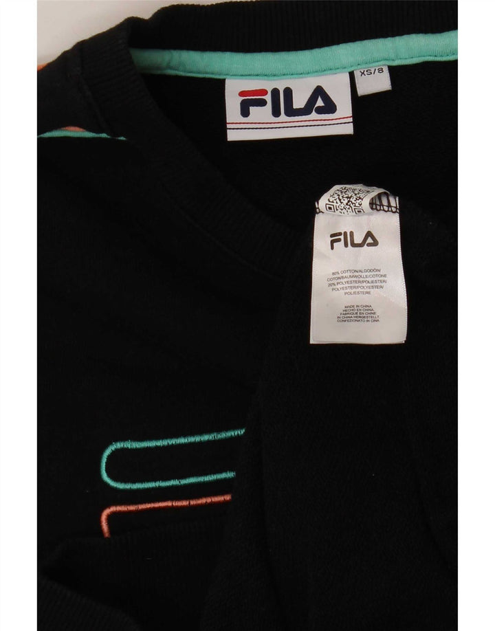 Fila Mujer Graphic Sudadera Jumper UK 8 Small Algodón Negro
