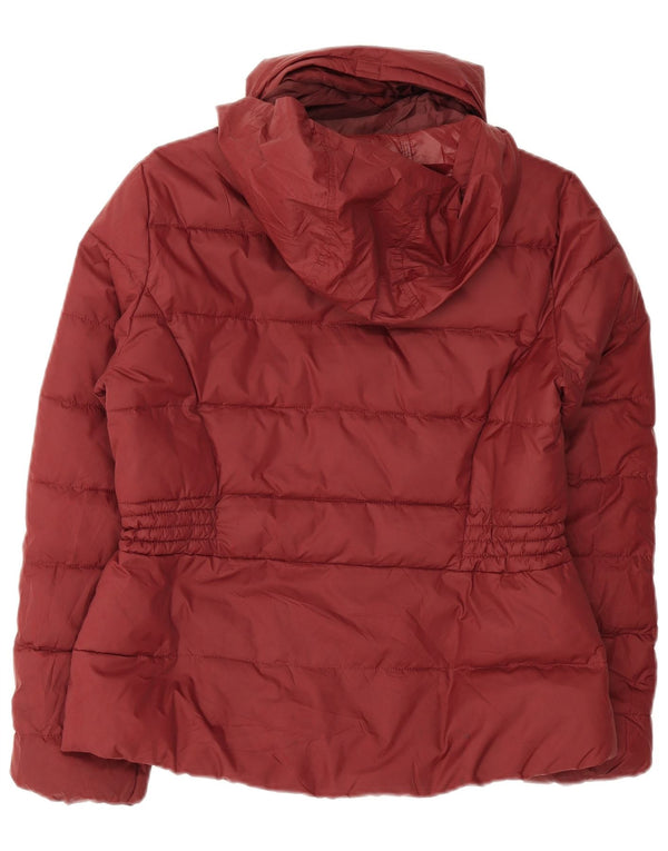 Marks & Spencer Chaqueta acolchada con capucha para mujer UK 42 Poliéster burdeos mediano