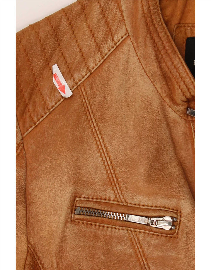 Bonita chaqueta de cuero para mujer IT 40 Small Brown