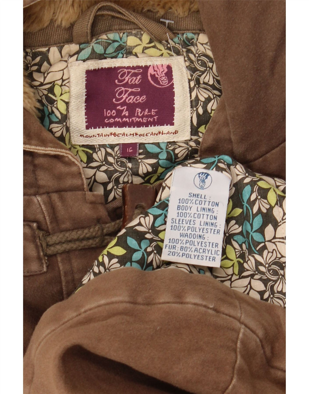 Chaqueta tipo trenca extragrande con capucha para mujer de Fat Face UK 46 Large Algodón marrón