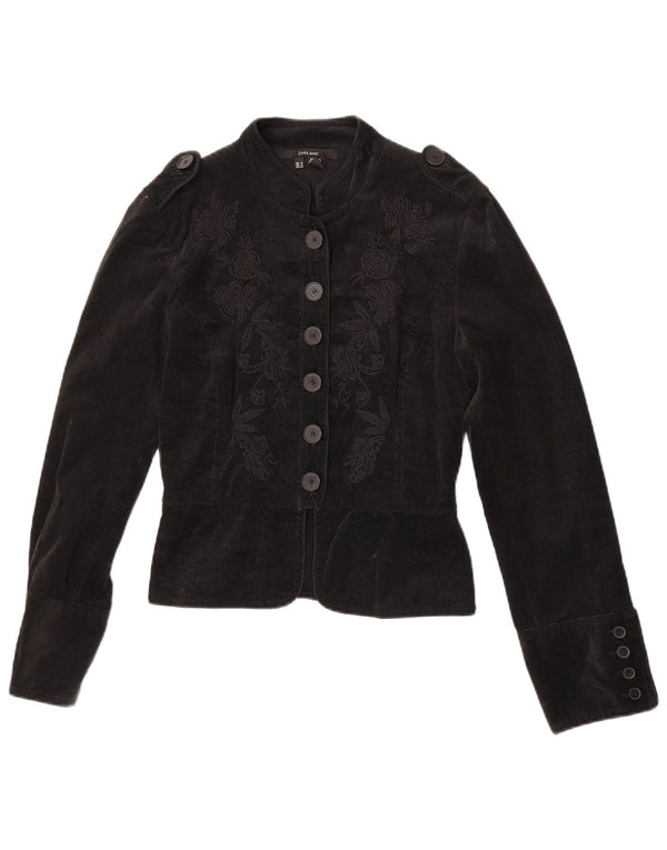 Zara Chaqueta tipo blazer militar de pana para mujer Reino Unido 40 Gris medio Floral