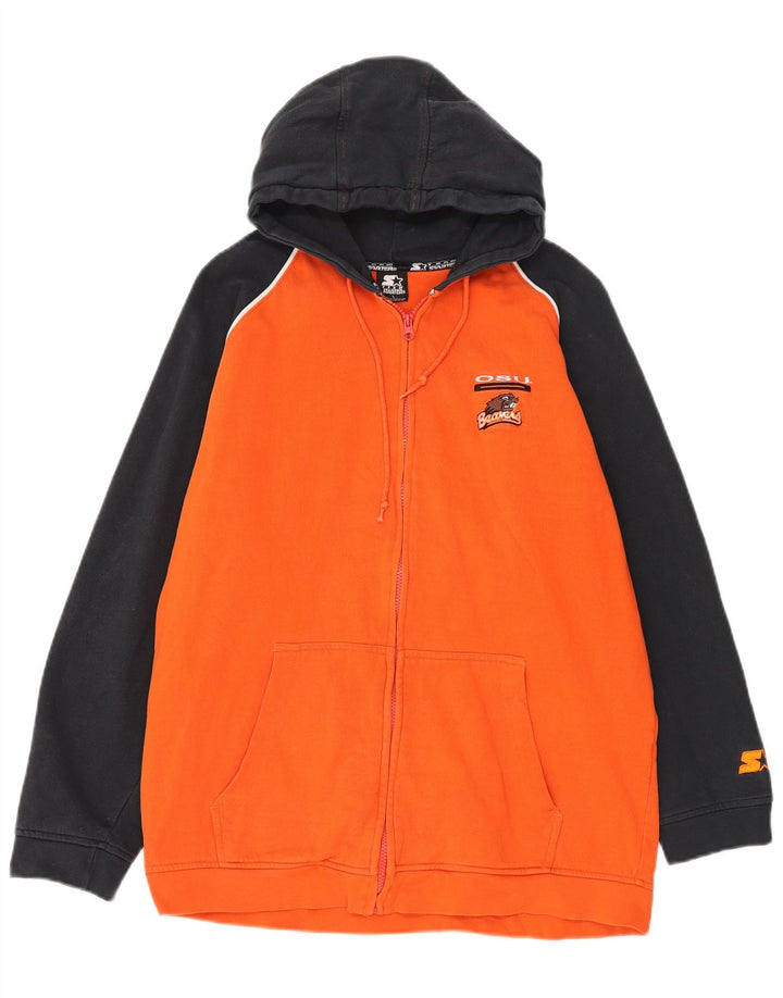 Starter - Sudadera con capucha y cremallera para hombre, talla grande, color naranja