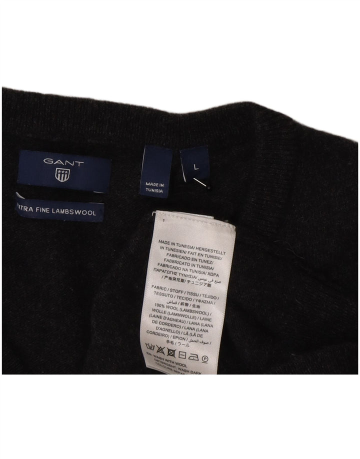 Gant Jersey con cuello en V para mujer UK 46 Large Grey Lambswool