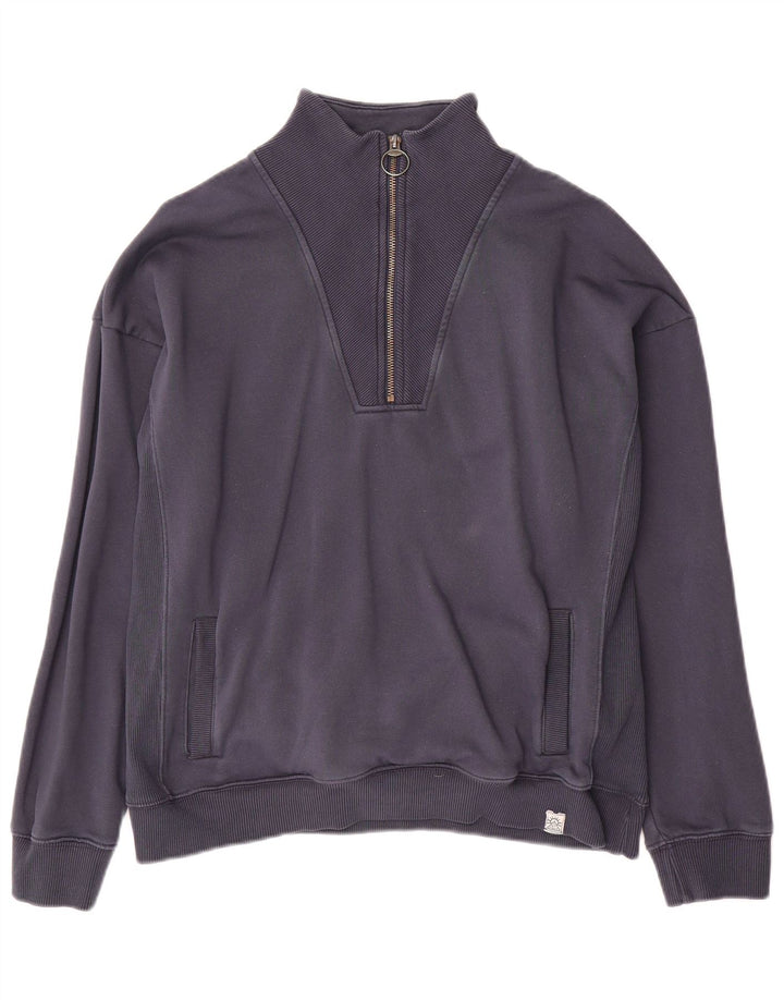 Sudadera con capucha y cuello con cremallera para hombre de Fat Face, color azul marino mediano