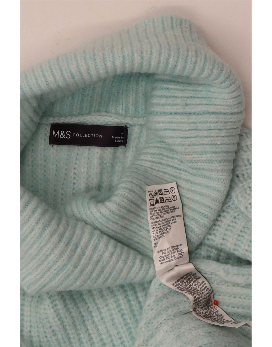 Marks & Spencer Jersey extragrande con cuello vuelto para mujer, talla 40, color azul