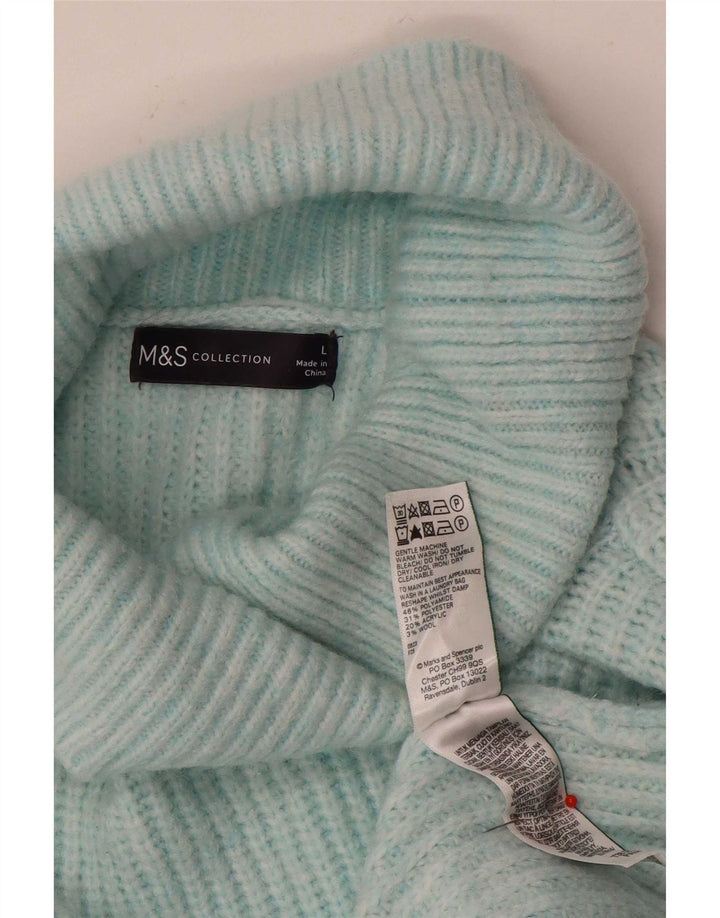 Marks & Spencer Jersey extragrande con cuello vuelto para mujer, talla 40, color azul