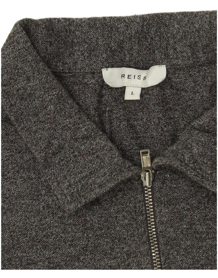 Polo Reiss para hombre de algodón moteado gris grande