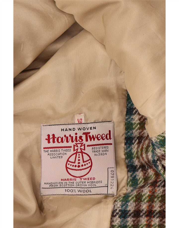 Harris Tweed Chaqueta Blazer de 2 Botones para Mujer EU 42 Grande Pata de Gallo Verde