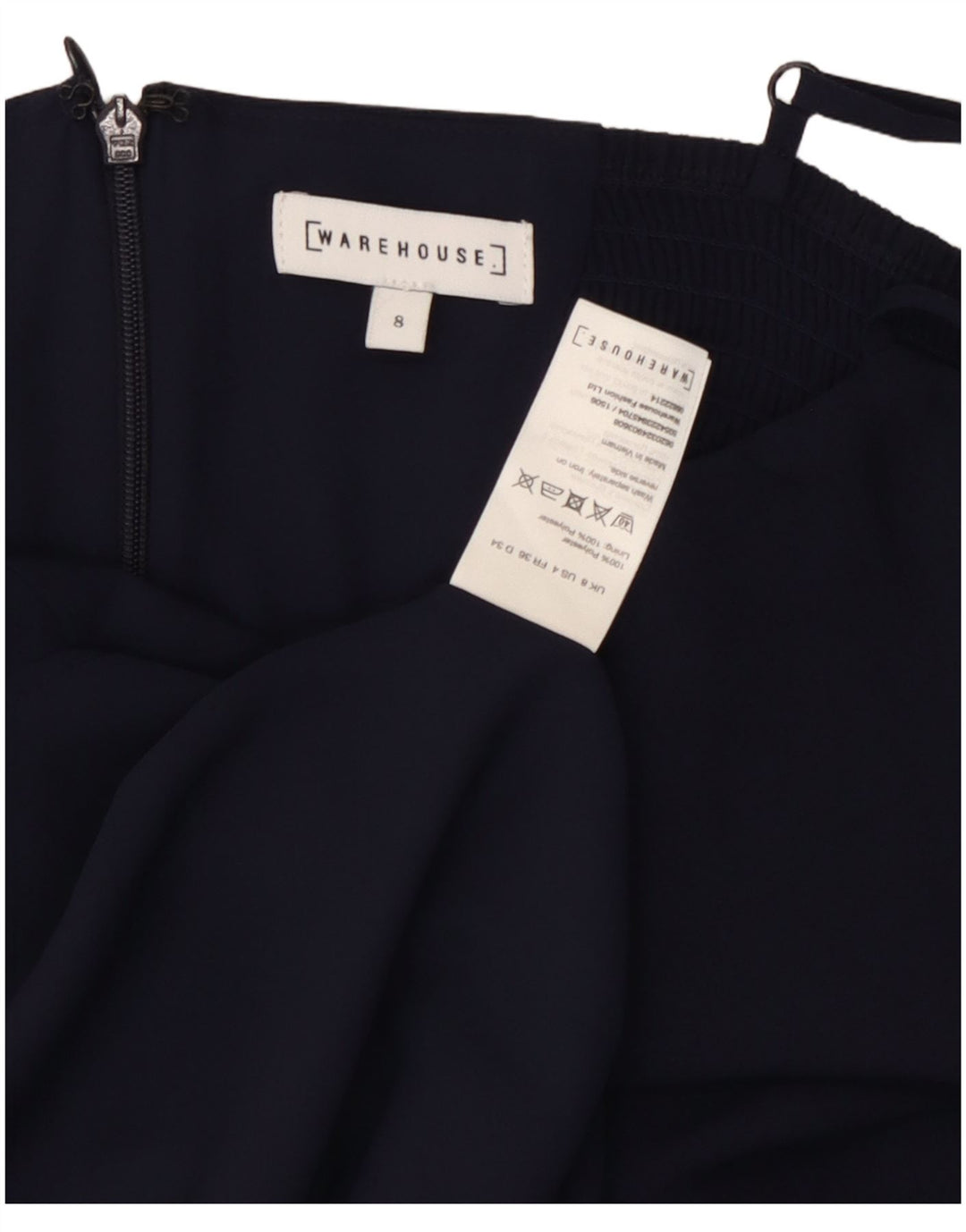 WAREHOUSE Vestido lencero para mujer UK 8 Small Azul marino Poliéster