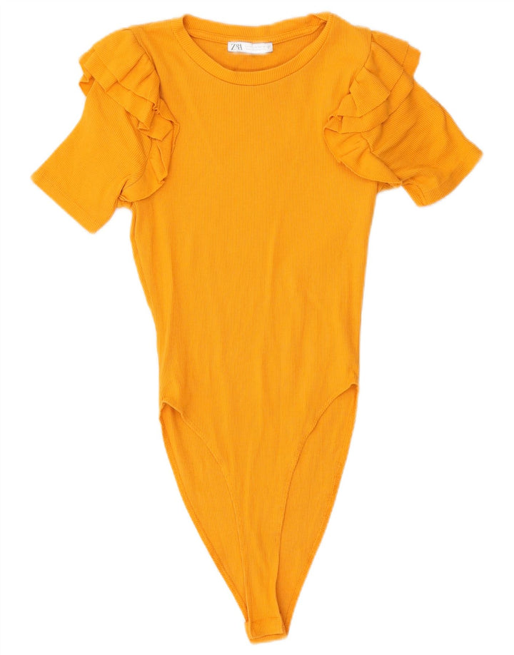 ZARA Womens Bodysuit UK 12 Medium Orange