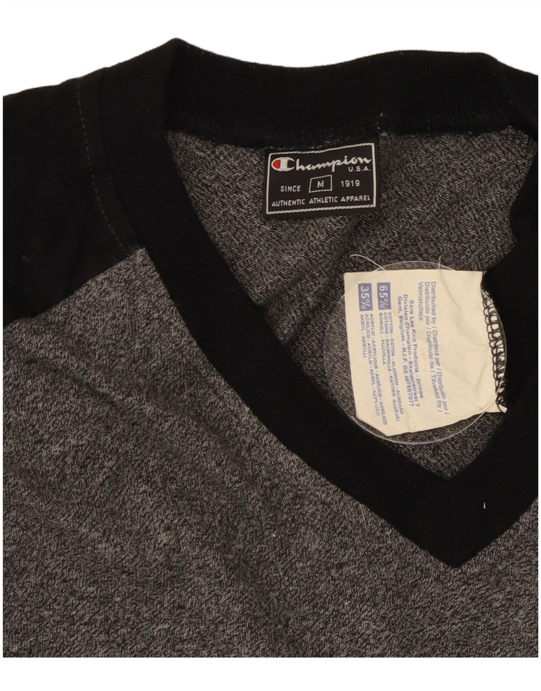 Champion Camiseta para hombre Top gris medio de algodón con bloques de color