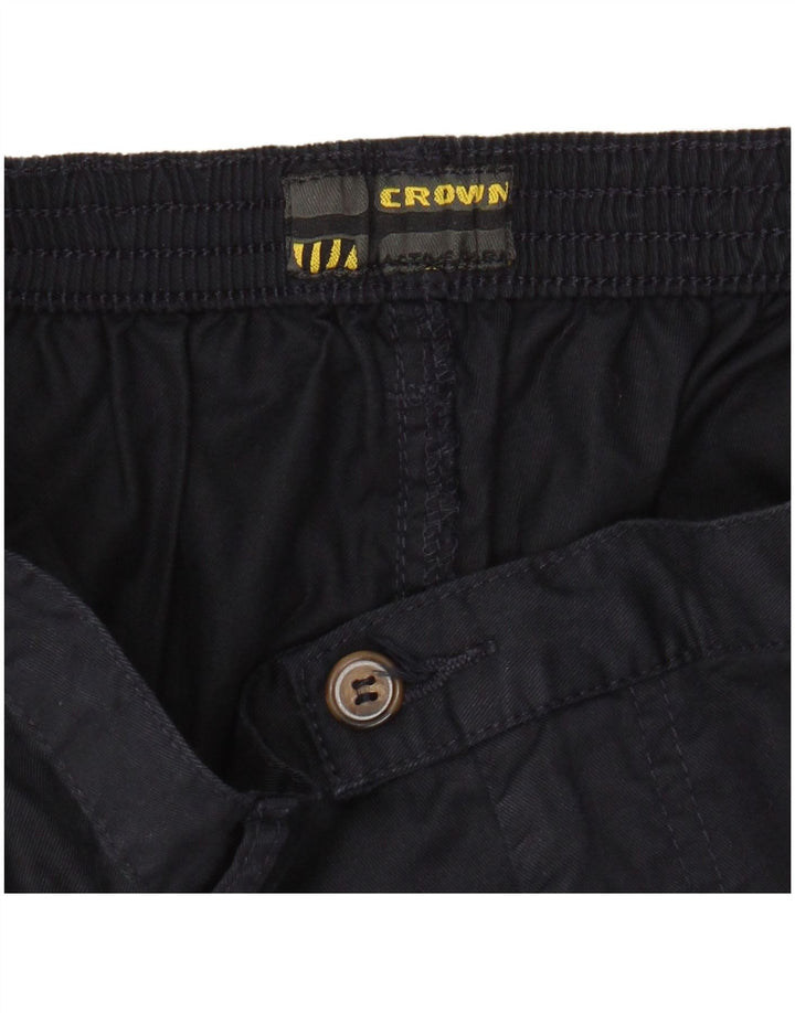 CROWN Pantalones cortos chinos para hombre W32 Algodón azul marino mediano