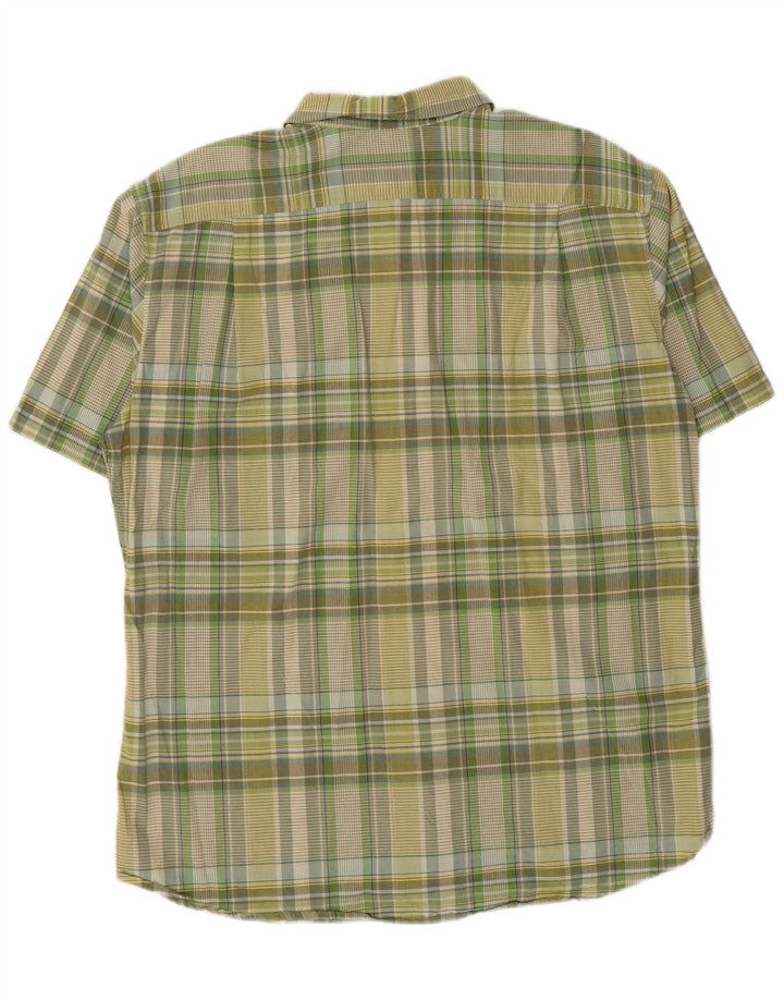 EDDIE BAUER Camisa de manga corta de ajuste clásico para hombre, algodón a cuadros verdes grandes