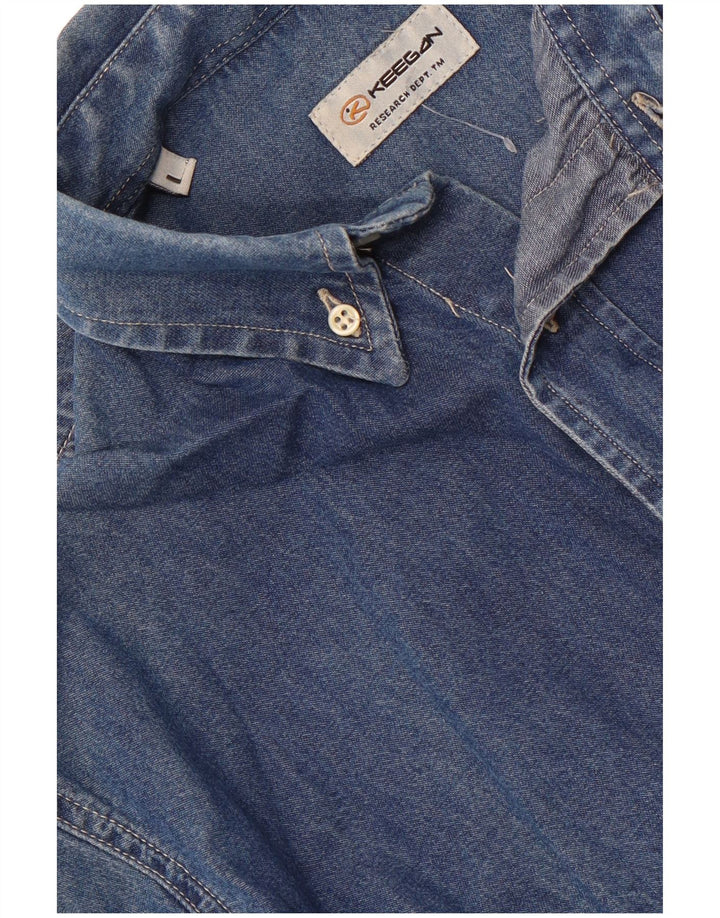 KEEGAN Camisa Vaquera Hombre Grande Azul Algodón