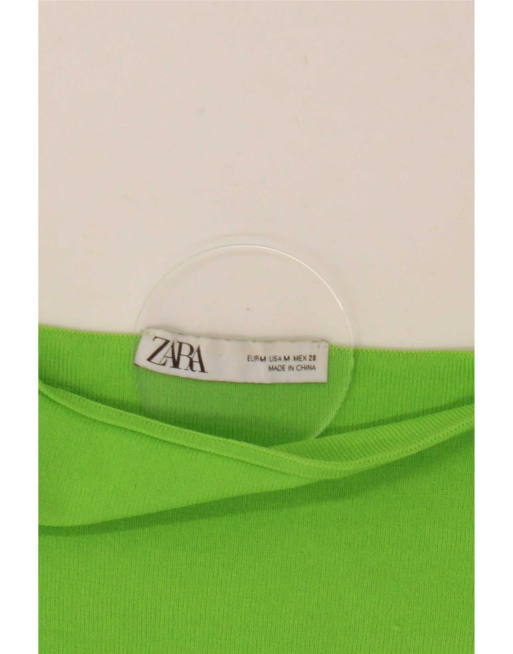 Zara Mujer Crop Off Hombro Top UK 42 Verde Medio