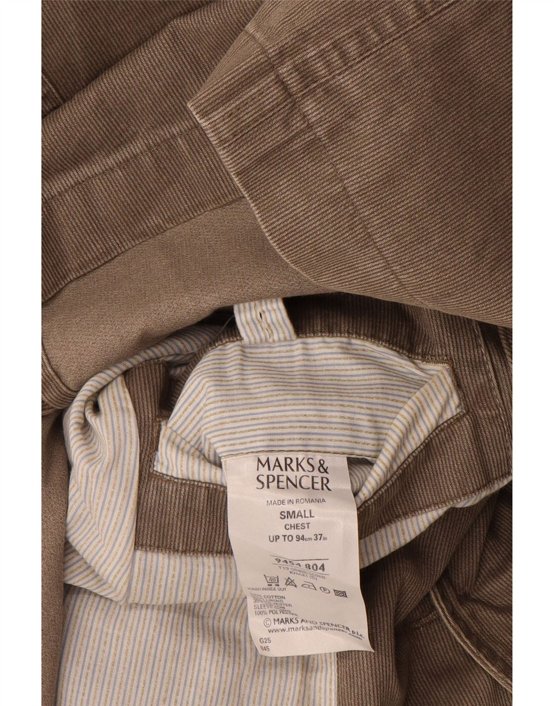 Marks & Spencer Chaqueta tipo blazer de 3 botones para hombre UK 36 Small Khaki Pinstripe