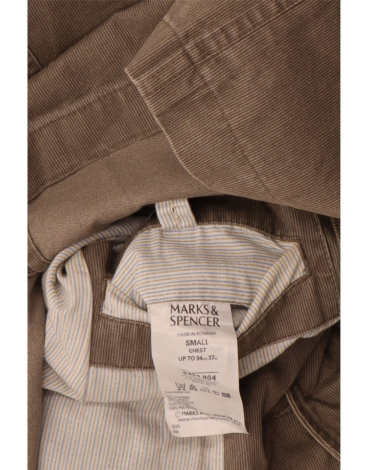 Marks & Spencer Chaqueta tipo blazer de 3 botones para hombre UK 36 Small Khaki Pinstripe