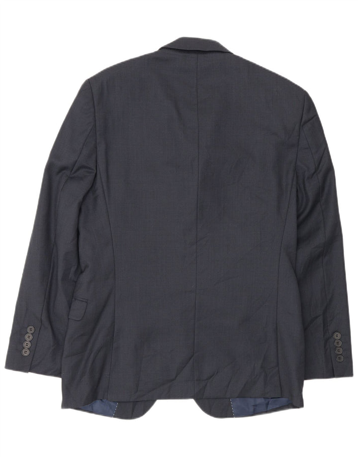 Dkny Chaqueta tipo blazer ajustada con 2 botones para hombre EU 46 Small Lana azul marino