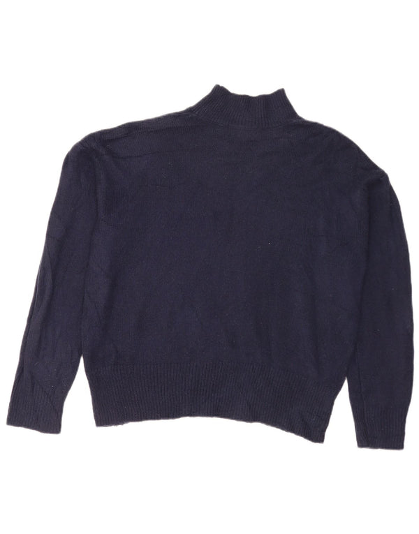 Marks & Spencer Jersey con cuello alto para mujer, talla 44, talla mediana, azul marino