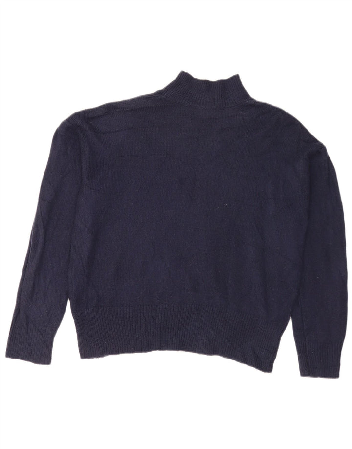 Marks & Spencer Jersey con cuello alto para mujer, talla 44, talla mediana, azul marino