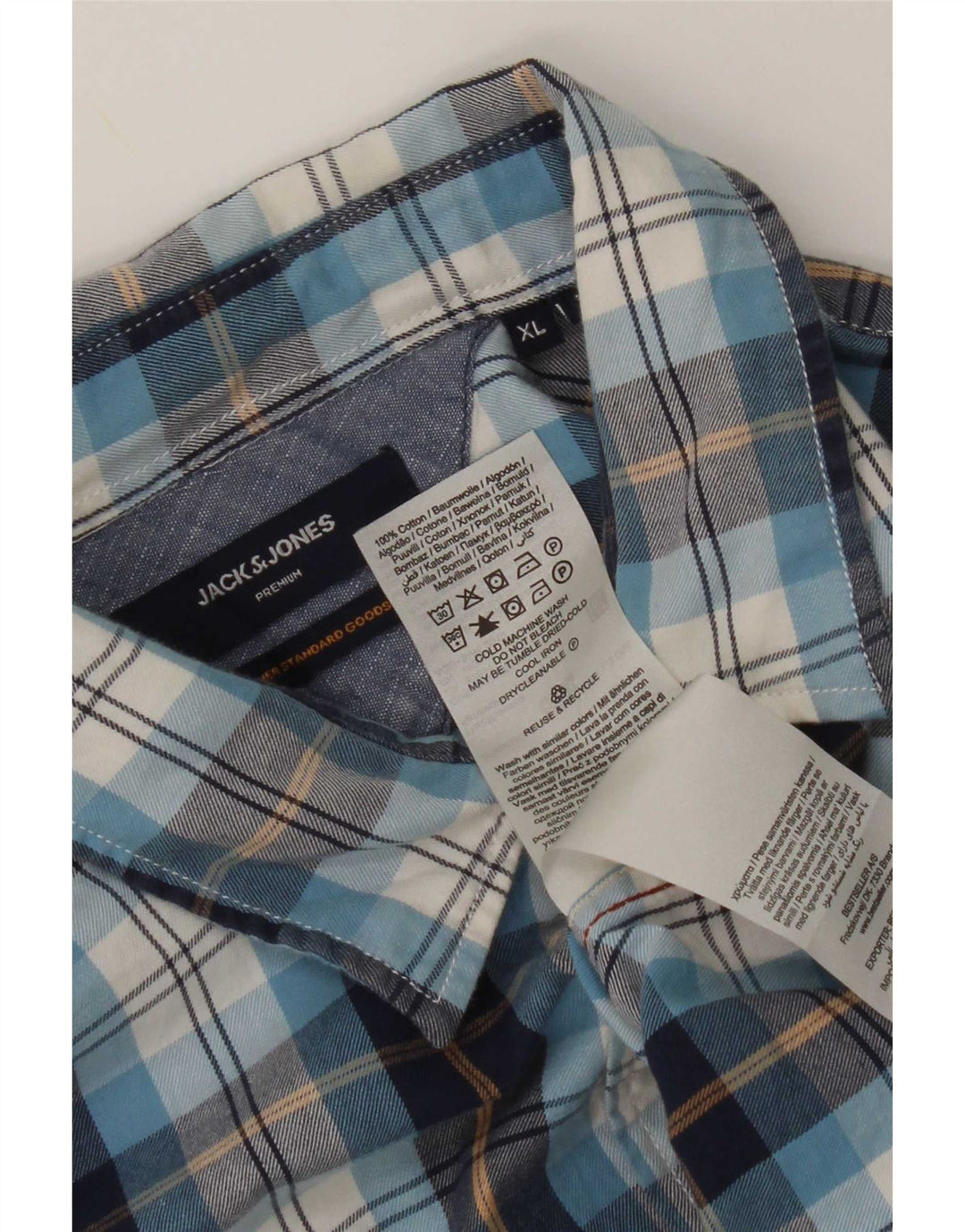 Jack & Jones Camisa Hombre XL Azul Cuadros Algodón