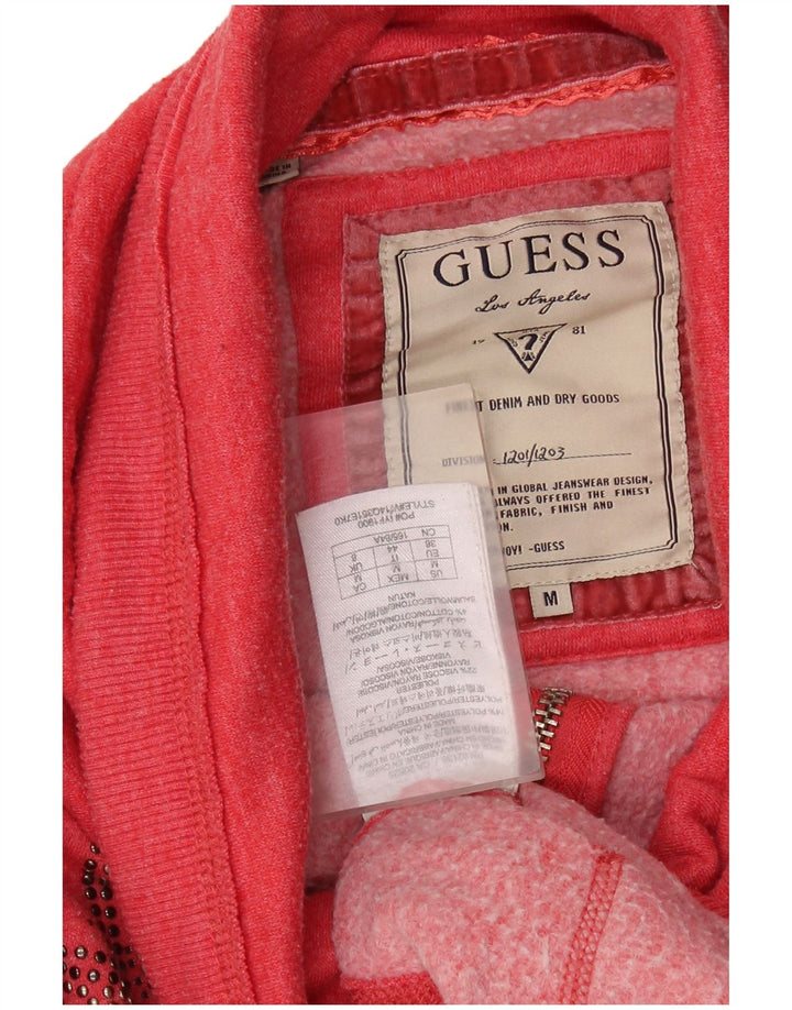 GUESS Chaqueta superior de chándal gráfico para mujer UK 8 Small Poliéster rojo