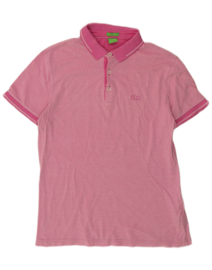 Hugo Boss Hombre | Polo de corte regular de algodón moteado en rosa medio