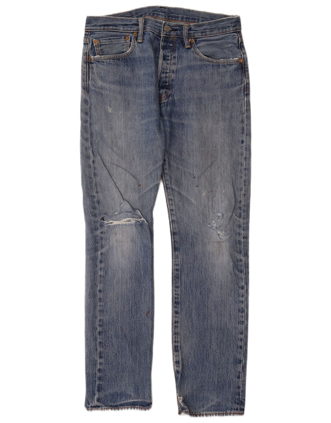 Levi's Jeans rectos desgastados 501 para hombre W32 L32 Algodón azul