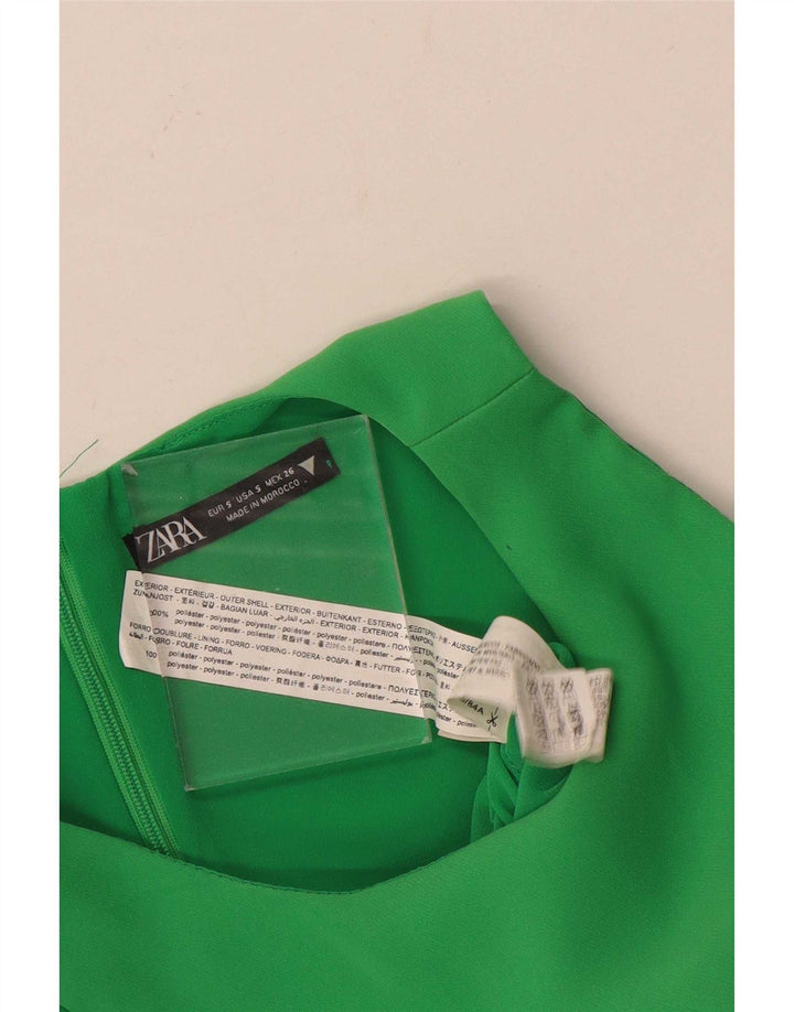 Zara Mujer Mono Corto Sin Mangas UK 40 Pequeño Poliéster Verde