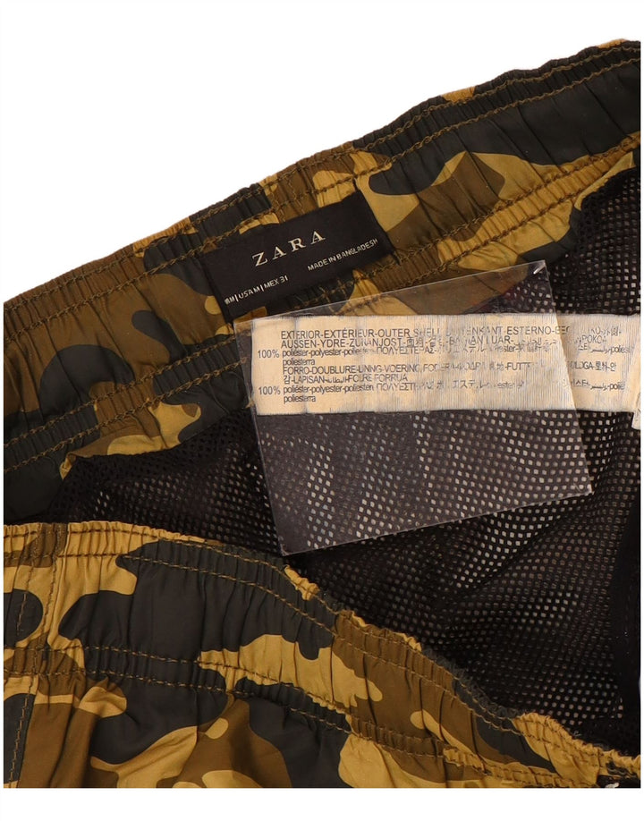 Zara Hombre Bañador Bañador Gráfico Marrón Medio Camuflaje Poliéster
