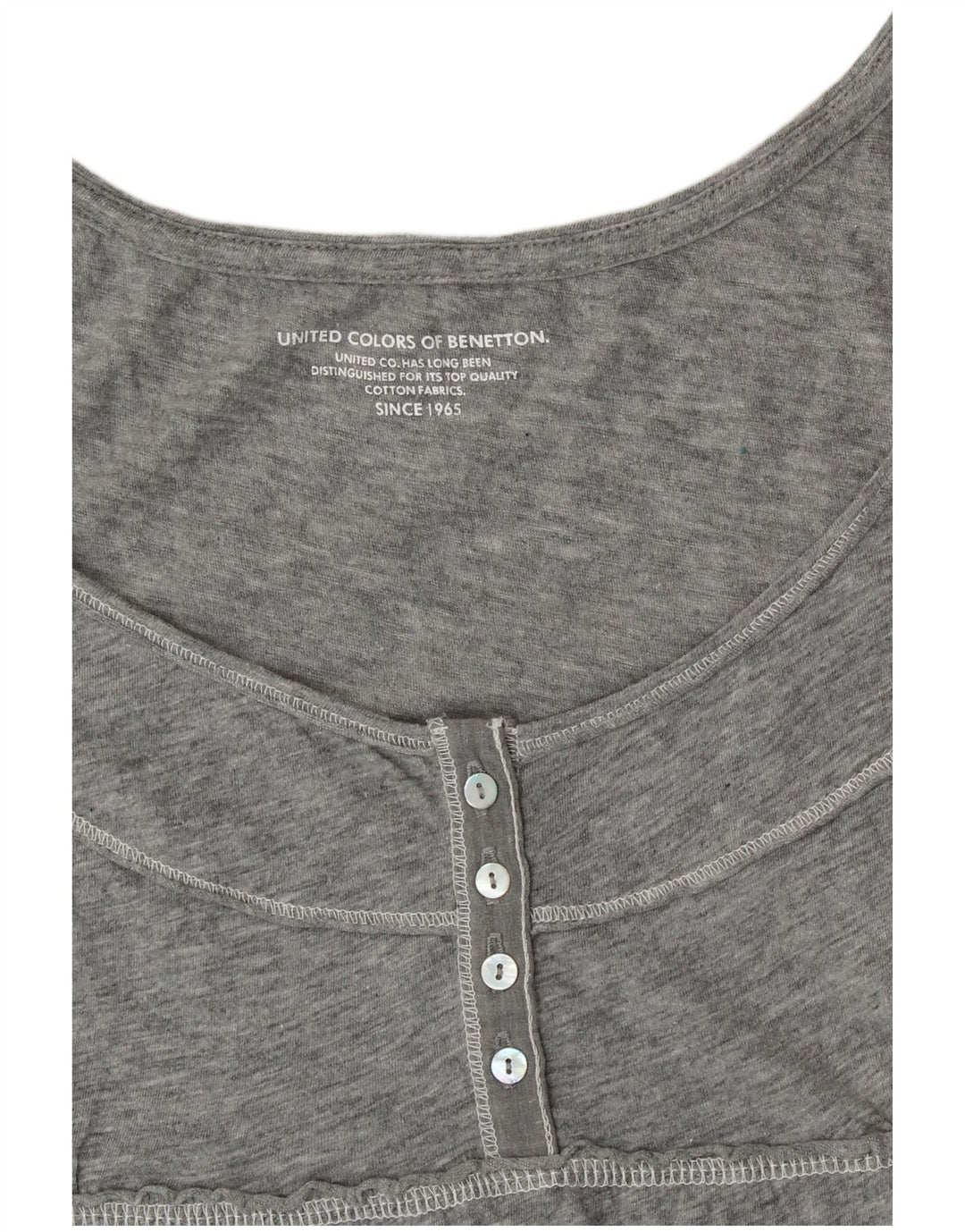 BENETTON Blusa para Mujer Top UK 10 Small Gris Floral