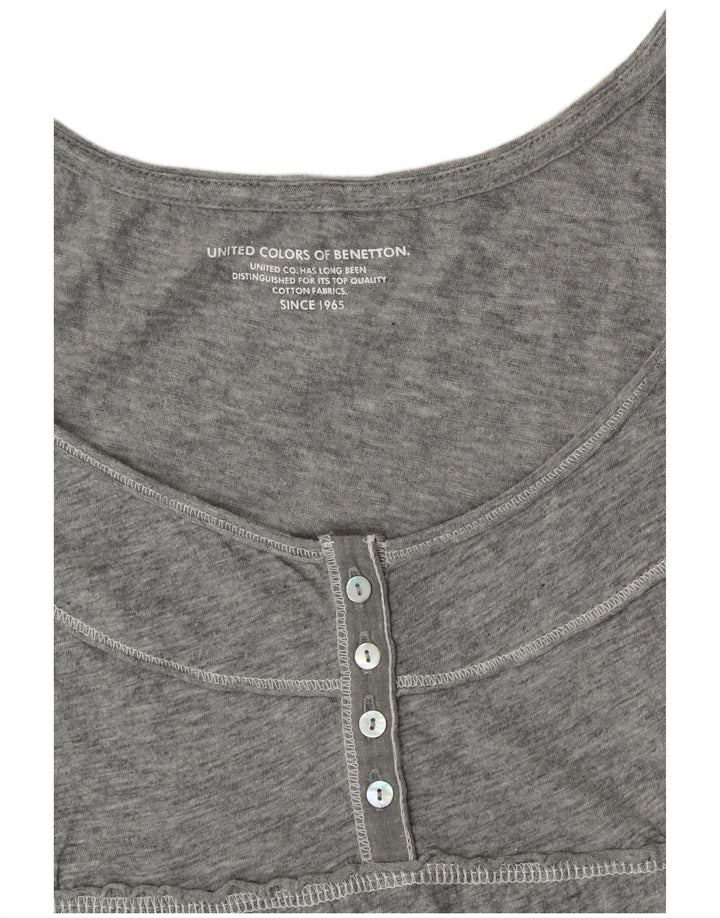 BENETTON Blusa para Mujer Top UK 10 Small Gris Floral