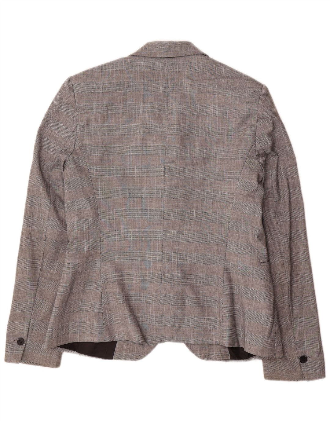 Zara Mujer Chaqueta Blazer De 1 Botón EU 40 Poliéster A Cuadros Gris Medio