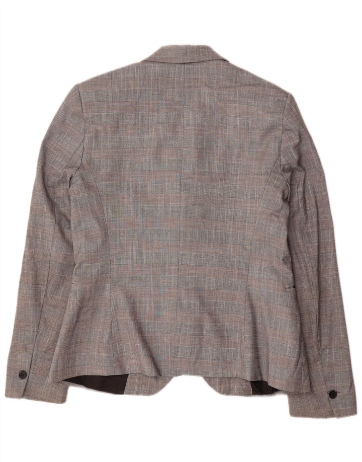 Zara Mujer Chaqueta Blazer De 1 Botón EU 40 Poliéster A Cuadros Gris Medio