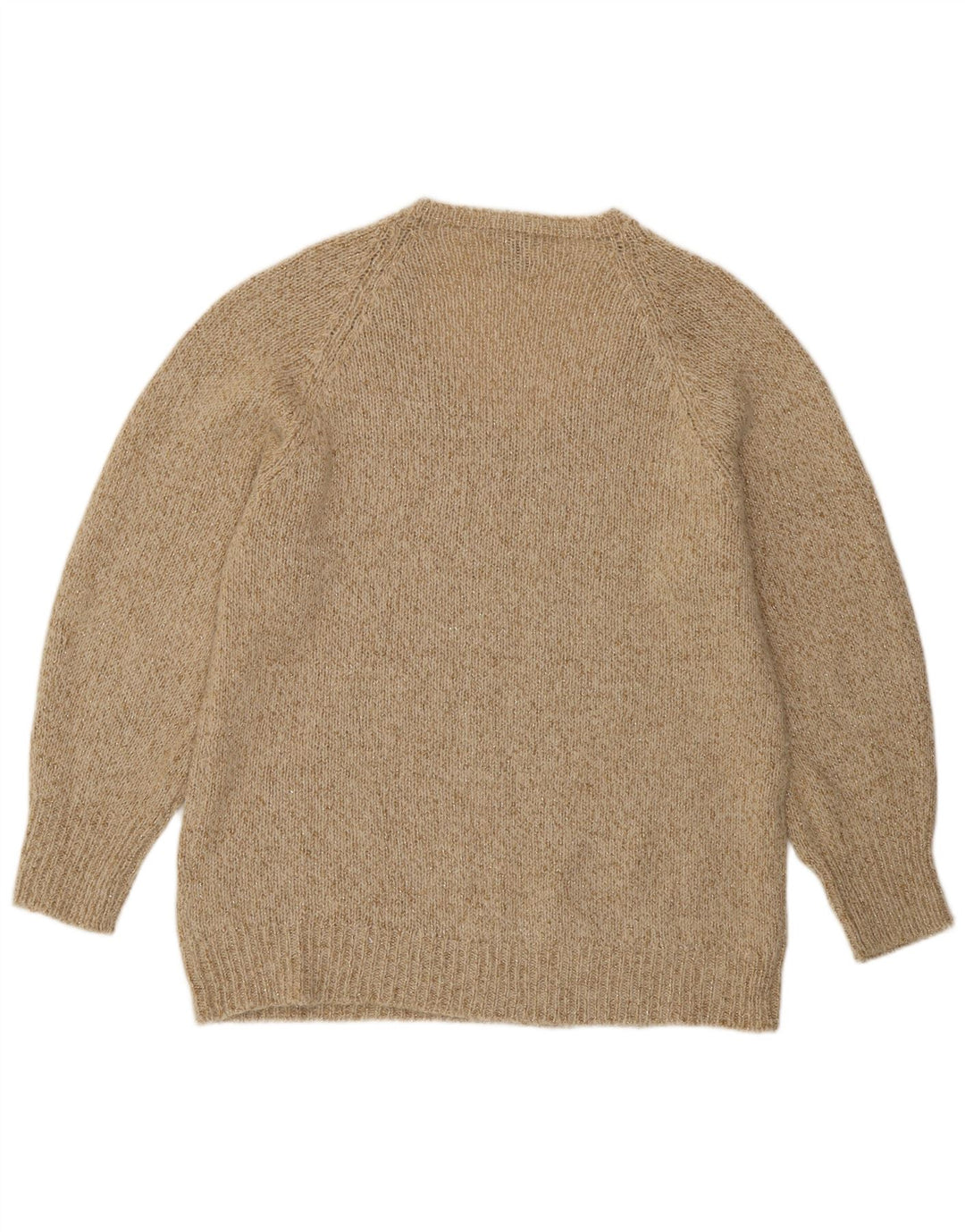 Massimo Dutti Jersey con Cuello en V para Mujer UK 44 Lana Moteada Beige Medio