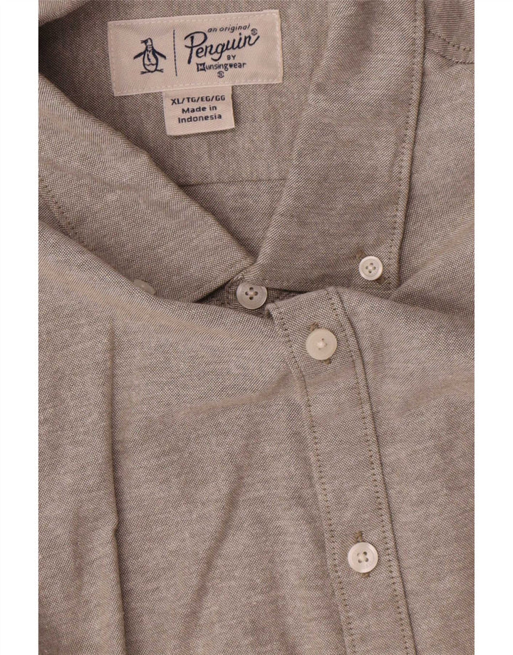 Camisa Penguin Hombre XL Algodón Gris