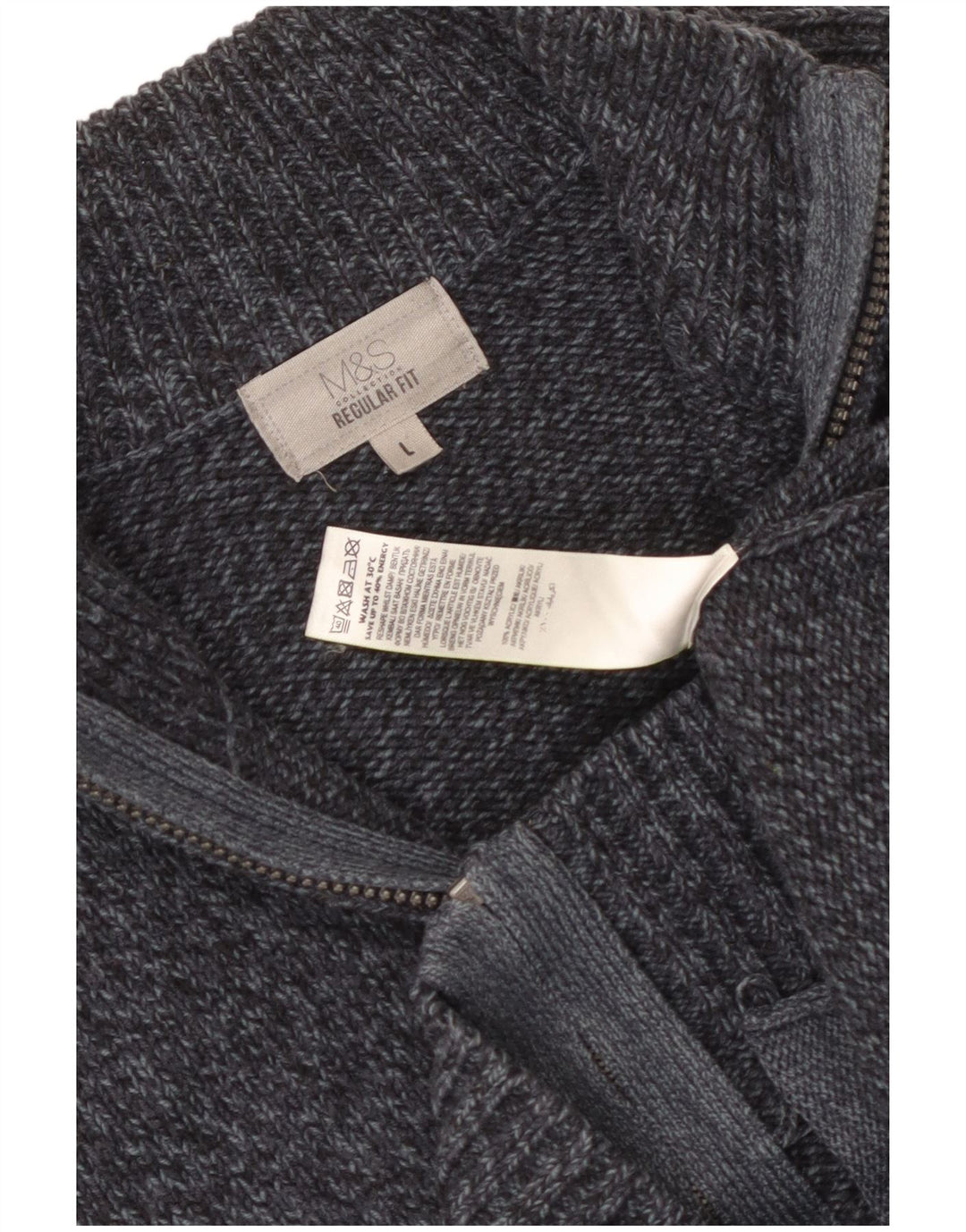 MARKS & SPENCER Suéter tipo cárdigan de ajuste regular para hombre grande con moteados en azul marino