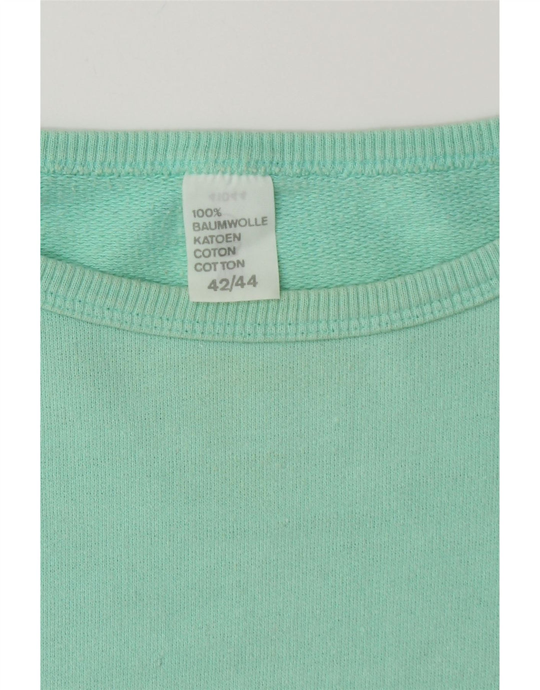 VINTAGE Sudadera Mujer Jumper IT 42/44 Algodón Turquesa Medio