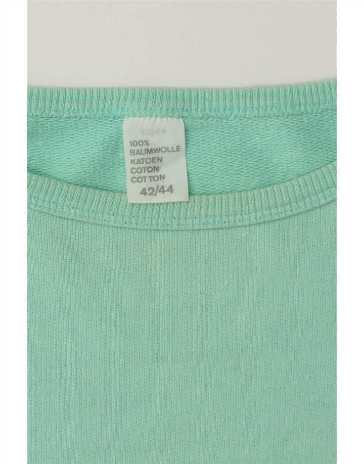 VINTAGE Sudadera Mujer Jumper IT 42/44 Algodón Turquesa Medio