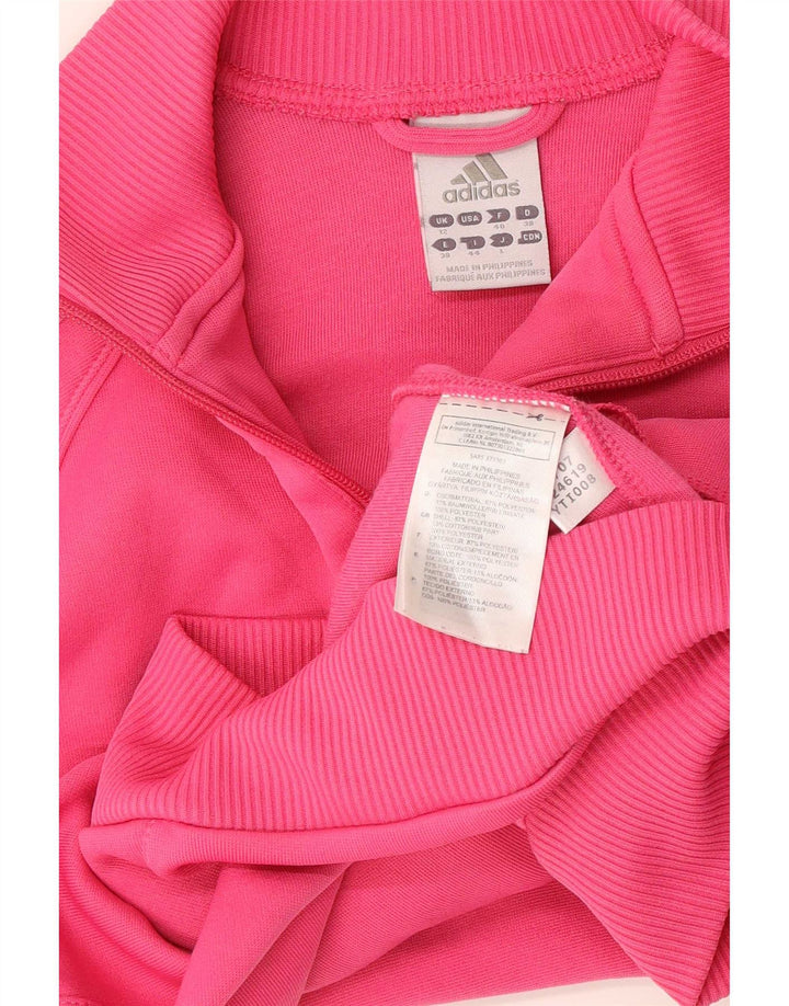 Adidas Mujer Crop Chándal Top Chaqueta UK 12 Medio Rosa Poliéster