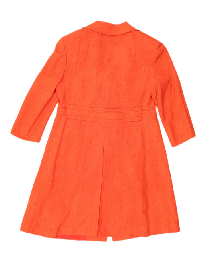 Vintage Mujer 3 Botones 2 Piezas Set UK 12 Seda Naranja Mediana